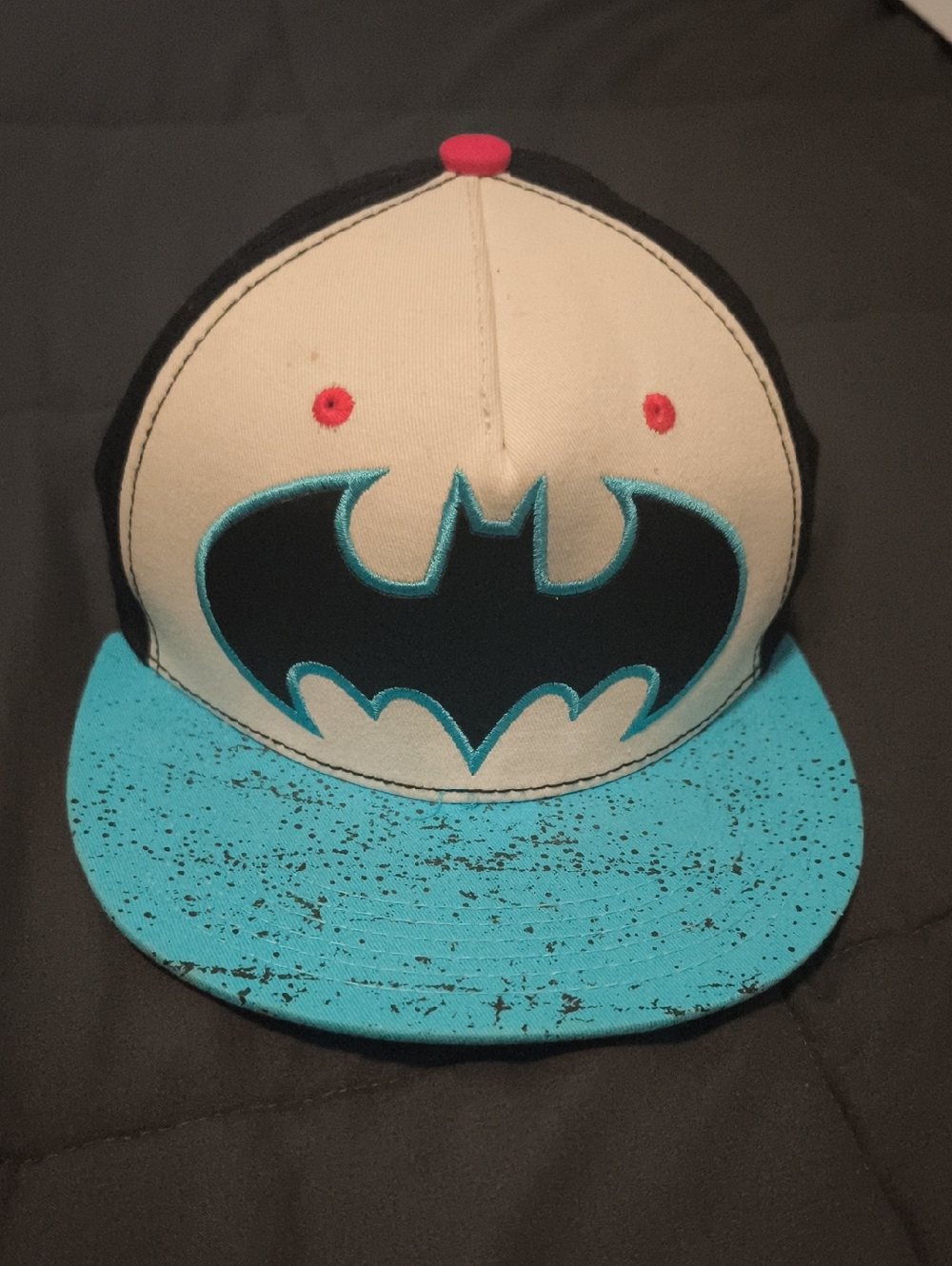 DC Comics Kids Batman Snapback Hat in Cream & Teal